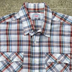 Levis Mens Large Multicolor Plaid‎ 1980s Vintage Button Up Shirt Long Sleeve